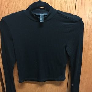Black Mock Neck Crop Top